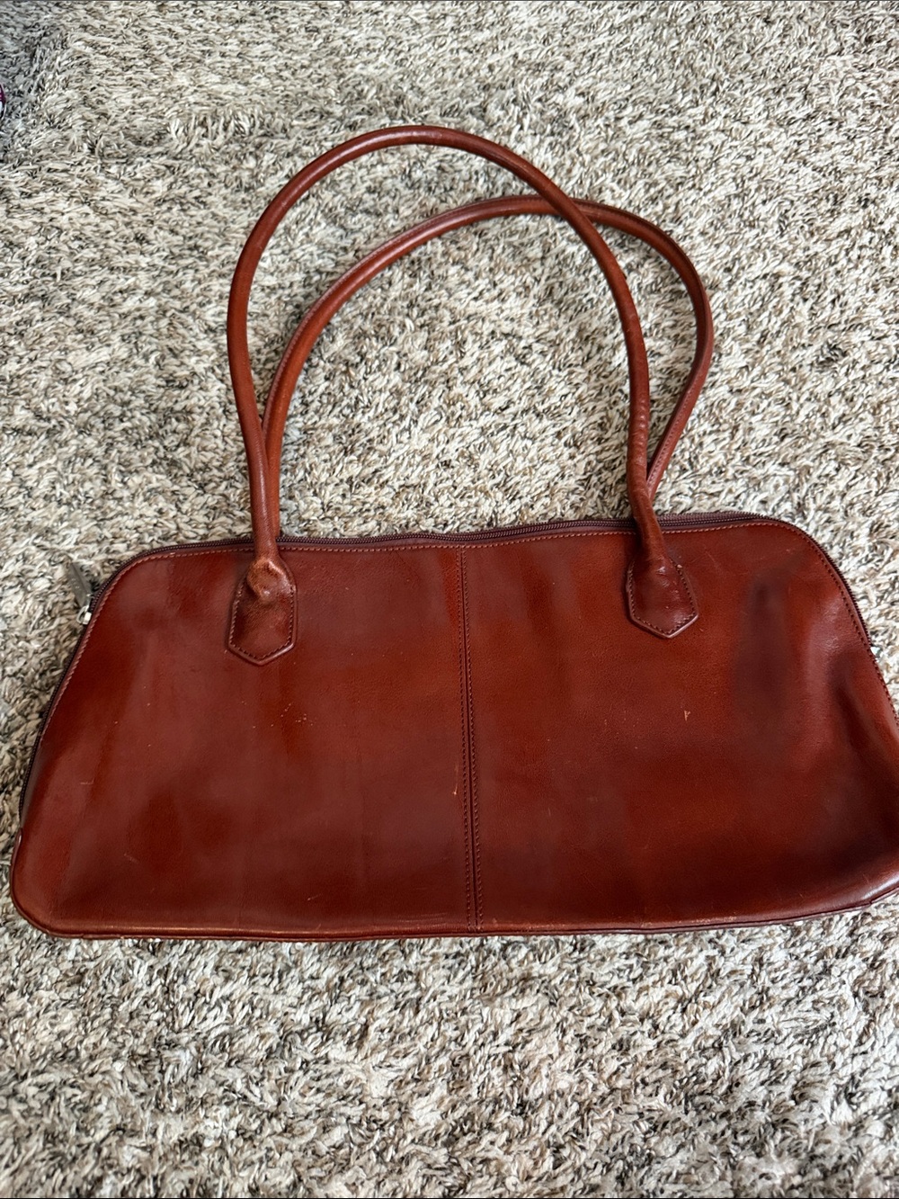HOBO Classic Brown Leather Tote Bag - Sleek Everyday Shoulder Handbag